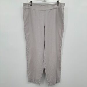 Eileen Fisher 100% Linen Tapered Crop Pants Large Gray Quiet Luxury Minimalist‎